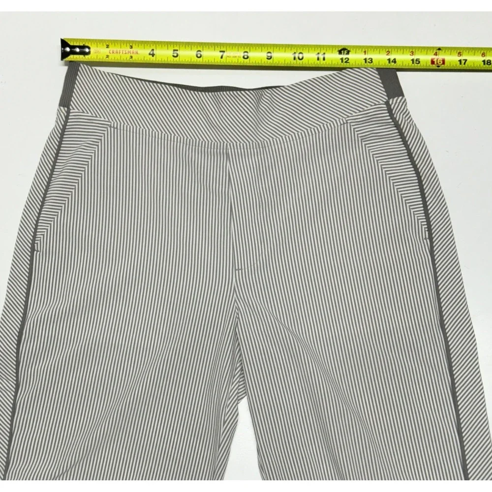 Athleta Gray White Pinstripe Athleisure Pants Women's Casual Activewear Size M - Picture 2 of 4